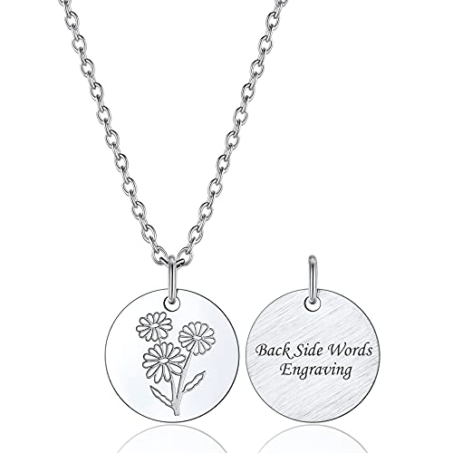 Bestyle April Geburtsmonat Halskette mit Geburtsblume Anhänger Gänseblümchen Personalisiertes Geburtstag Geschenk für Frauen Herren von Bestyle