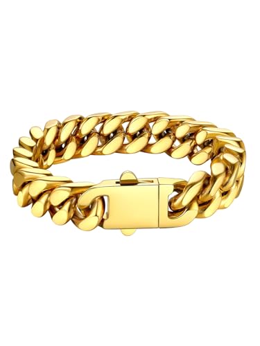 Bestyle Armband für Männer Herren 12,5MM breit Fashion Kettenarmband Damen Kubanische Miami Armkette Länge 19cm Goldkette mit Geschenkbox Bestyle Armband für Männer Herren 12,5MM breit Fashion Kettenarmband Damen Kubanische Miami Armkette Länge 19cm Goldkette mit Geschenkbox von Bestyle