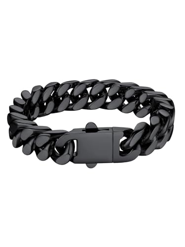 Bestyle Armband für Männer Herren 12,5MM breit Fashion Kettenarmband Damen Kubanische Miami Armkette Länge 21cm Silberkette mit Geschenkbox von Bestyle