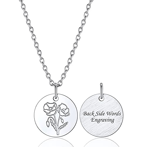 Bestyle August Geburtsmonat Halskette mit Geburtsblume Anhänger Klatschmohn Personalisiertes Geburtstag Geschenk für Frauen Herren von Bestyle