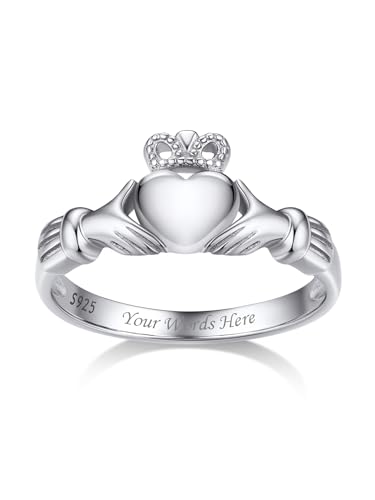 Bestyle Claddagh Ringe Irischer Herz FingerRinge mit Namen Text Gravur FreundschaftsRinge Verlobungsring EheRinge für Frauen, S925, Weißgold, Ringegröße 62 Bestyle Claddagh Ringe Irischer Herz FingerRinge mit Namen Text Gravur FreundschaftsRinge Verlobungsring EheRinge für Frauen, S925, Weißgold, Ringegröße 62 von Bestyle