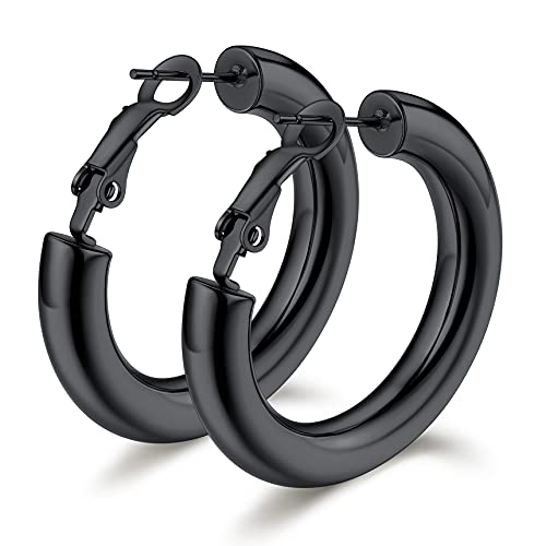 Bestyle Damenohrringe 80mm big Hoop Earrings Schwarz guess Ohrringe Creolen Hoop Kalppcreolen Ohrschmuck Geburtstagsgeschenke für Frauen Mädchen von Bestyle