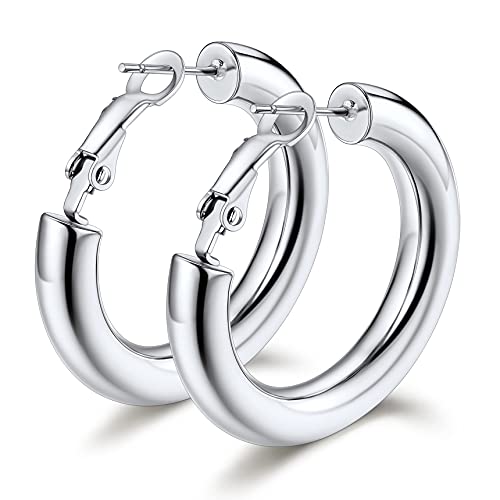 Bestyle Damenohrringe Silbercreolen für Frauen Mädchen Edelstahl Hoop Earrings 60 mm Durchmesser Ohrpiercing Wasserfester Ohrchmuck von Bestyle