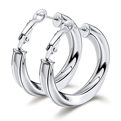 Bestyle Creolen Silber für Damen Hypoallergen Große Klappcreolen 60mm Hoop Earrings klassisch Damenohrringe Unisex Ohrschmuck Aesthetic Accessoires von Bestyle