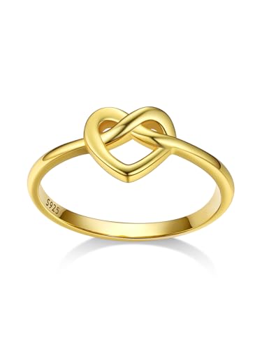 Bestyle Ring Herz Gold Damen Silber 925 Infinity Herz Ring Vertrauensring Eheringe Freundschaftsringe dünner Vorsteckringe, Ringgröße 47 von Bestyle