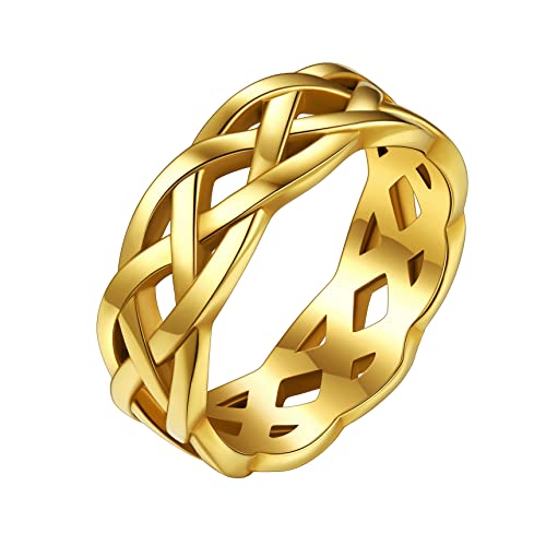 Bestyle Damen Keltischer Knoten Ring Edelsthal Geschlossener Ring für Geliebte/Freundin/Tochter zum Geburtstag/Valentinstag/Weihnachten Gold 57 von Bestyle