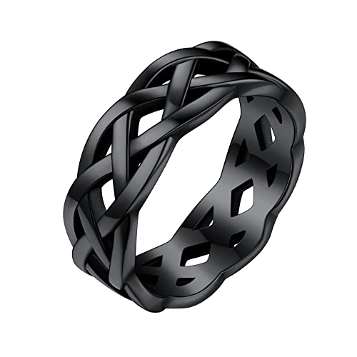 Bestyle Damen Keltischer Knoten Ring Edelsthal Geschlossener Ring für Geliebte/Freundin/Tochter zum Geburtstag/Valentinstag/Weihnachten Schwarz 54 von Bestyle