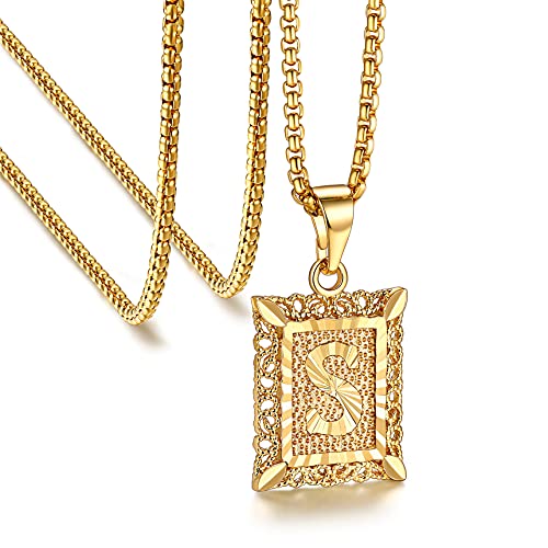 Bestyle Damen Kette mit Anfangsbuchstaben S Charm Initiale Alphabets Anhänger Gold von Bestyle