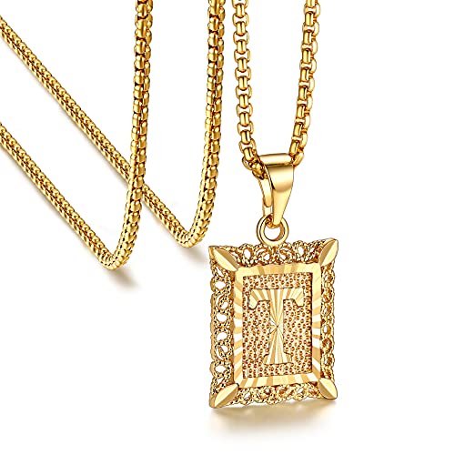 Bestyle Damen Kette mit Anfangsbuchstaben T Charm Initiale Alphabets Anhänger Gold von Bestyle