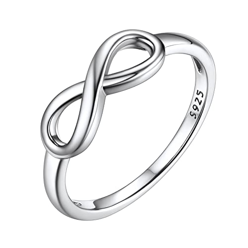 Bestyle Damen-Ring 925 Sterling Silber Unendlichkeit Ring Partnerringe Fingerring Vertrauensring Infinity Ring US 4 von Bestyle