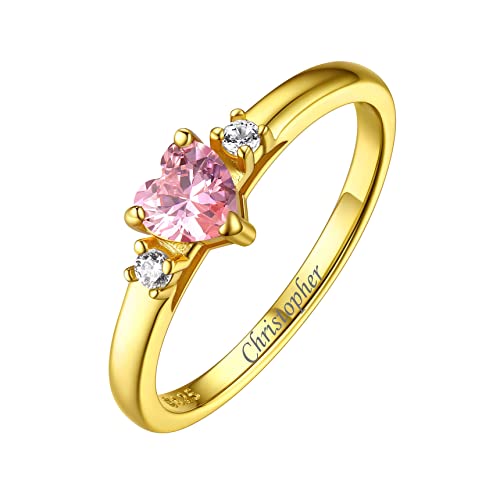 Bestyle Damne Ring Silber 925 Personalisiert Verlobungsring Mit Stein Ehering Herren Modeschmuck Ringe Mit Gravur Gold Ein Geburtsstein von Bestyle