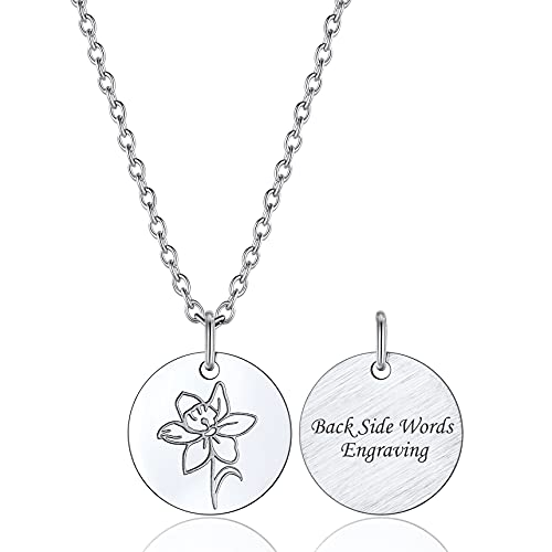 Bestyle Dezember Geburtsmonat Halskette mit Geburtsblume Anhänger Narzisse Personalisiertes Geburtstag Geschenk für Frauen Herren von Bestyle