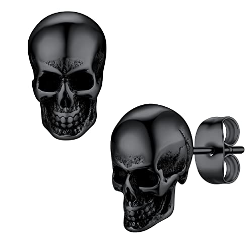 Bestyle Ohrstecker für Herrem Damen Totenkopf Keltische Knoten Ohrringe aus Edelstahl Schädel Ohrringe Skull Punk Earrings Halloween Schmuck Schwarz von Bestyle