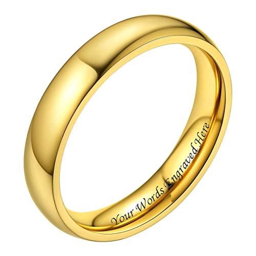 Bestyle Verlobungsring Gold Ehering Edelstahl Freundschaftsringe 4mm Partnerringe mit Gravur Personalisiertes Geschenk für Männer Frauen Paar 60 von Bestyle