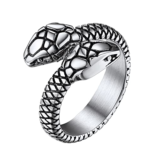 Bestyle Edelstahl Schlange Ring Modisches und Edgy Schlangen Gothic Schmuck Vintage Punk Fingerring Stapelbare Bandring Unisex Geschenk Silber 57.17(18.2) von Bestyle