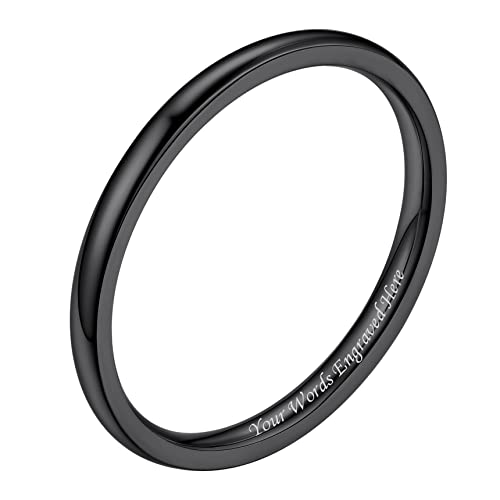 Bestyle Eheringe Schwarz Verlobungsring Edelstahl Herren Damen Partnerringe für sie und ihn 2mm Freundschaftsringe mit Gravur Personalisiertes Geschenk Größe 54 von Bestyle