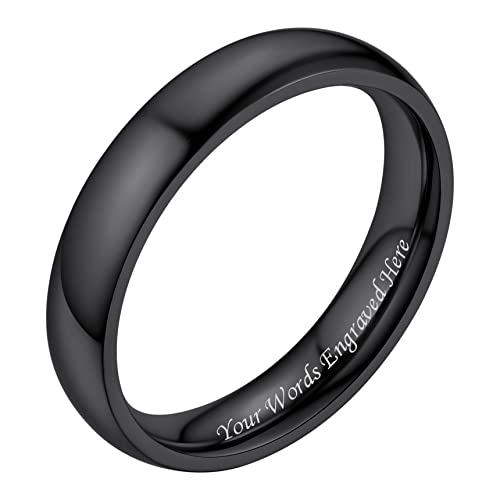 Bestyle Eheringe Schwarz Verlobungsring Edelstahl Herren Damen Partnerringe für sie und ihn 4mm Freundschaftsringe mit Gravur Personalisiertes Geschenk Größe 64 von Bestyle