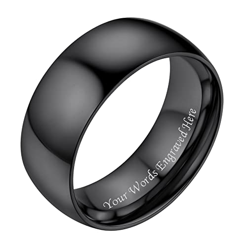 Bestyle Eheringe Schwarz Verlobungsring Edelstahl Herren Damen Partnerringe für sie und ihn 8mm Freundschaftsringe mit Gravur Personalisiertes Geschenk Größe 60 von Bestyle