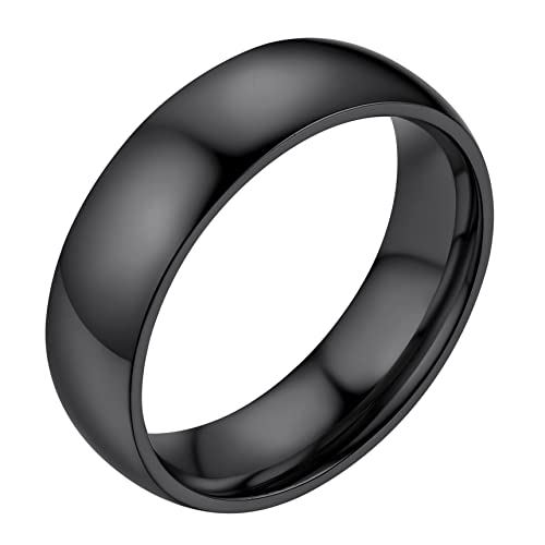 Bestyle Ring Schwarz Herren 6mm Partnerring Edelstahl Damen Frauen Verlobungsringe Ehering Hochzeitsringe Ringgröße 54 Modeschmuck für Geburtstag Weihnachten von Bestyle