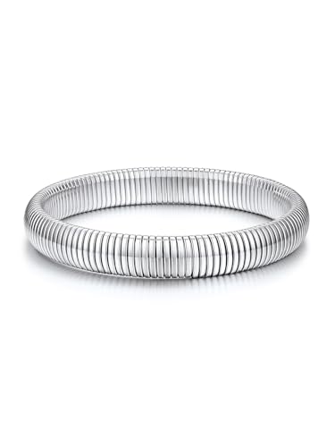 Bestyle Elastisches Armband 1CM Breit Stretch Schlangen Armreif Damen Mädchen Manschette Armspange Modisches Edelstahl Armschmuck, Silber Bestyle Elastisches Armband 1CM Breit Stretch Schlangen Armreif Damen Mädchen Manschette Armspange Modisches Edelstahl Armschmuck, Silber von Bestyle