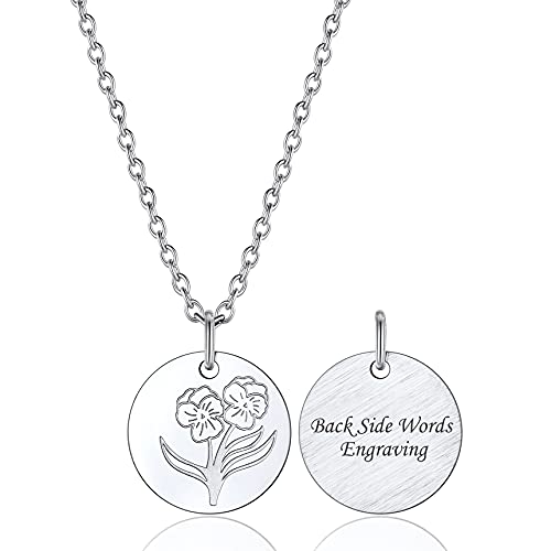 Bestyle Februar Geburtsmonat Halskette mit Geburtsblume Anhänger Veilchen Personalisiertes Geburtstag Geschenk für Frauen Herren von Bestyle