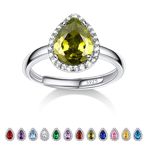 Bestyle Frauen Mondstein Ring Peridot Modeschmuck Ring Silber 925 Blau Stein in Birnenform Verstellbarer Damenring Kristall Verlobungsring Bestyle Frauen Mondstein Ring Peridot Modeschmuck Ring Silber 925 Blau Stein in Birnenform Verstellbarer Damenring Kristall Verlobungsring von Bestyle