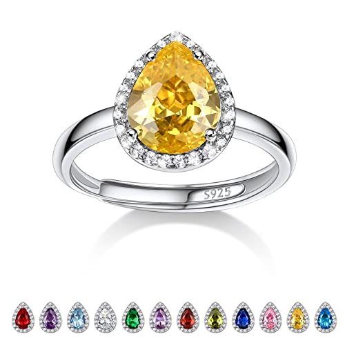 Bestyle Glänzender Zirkonia Ringe für Damen Geburtsstein November Fingerring Verstellbarer Gelber Topas Verlobungsring Silber 925 Mädchen Bling Modeschmuck Bestyle Glänzender Zirkonia Ringe für Damen Geburtsstein November Fingerring Verstellbarer Gelber Topas Verlobungsring Silber 925 Mädchen Bling Modeschmuck von Bestyle