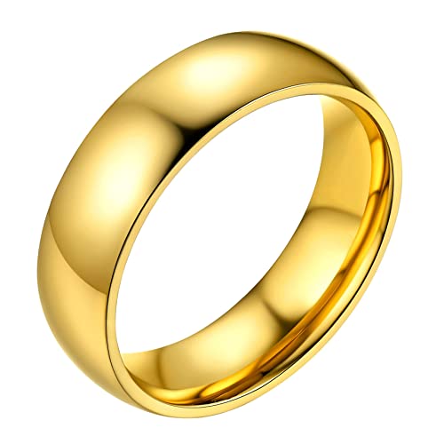 Bestyle Goldring Herren Damen Partnerringe Edelstahl 6mm Verlobungsring Paar Ehering Trauring Freundschaftsringe Ringgröße 64 Geschenk für Geburtstag Weihnachten von Bestyle