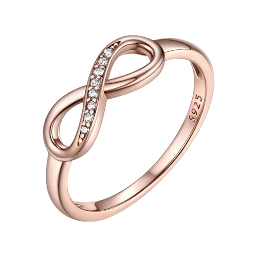 Bestyle Infinity Ring Zirkonia Silberringe Unendlichkeit Ring 925 Sterling Silber Partnerringe Fingerring Vertrauensring Rosegold US 6 von Bestyle