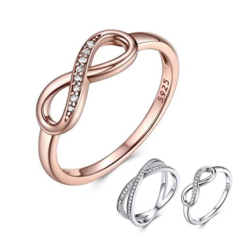 Bestyle Infinity Ring Zirkonia Silberringe Unendlichkeit Ring 925 Sterling Silber Partnerringe Fingerring Vertrauensring Rosegold US 7 von Bestyle