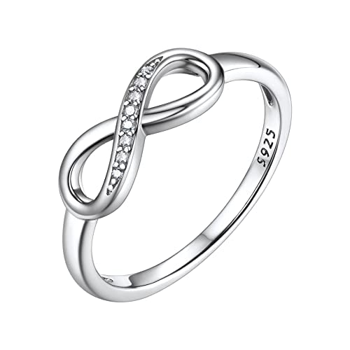 Bestyle Infinity Ring Zirkonia Silberringe Unendlichkeit Ring 925 Sterling Silber Partnerringe Fingerring Vertrauensring Silber US 6 von Bestyle