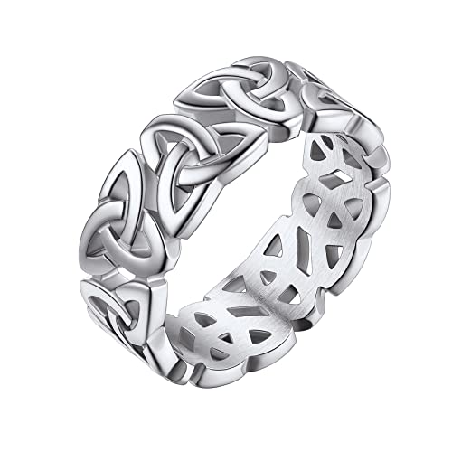 Bestyle Keltisch Trinity Knoten Ring Edelsthal Breiter Damenring zum Geburtstag Valentinstag Weihnachten Verlobungsring Antragsring Trauring Hochzeit Jahrestag Silber 62 von Bestyle