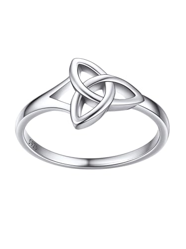 Bestyle Keltisch Trinity Knoten Ring Damen Silber 925 Einfache Triquetra Fingerring Liebesring Keltischer Liebesknoten Schmuck für Frauen Mädchen Paar, Weißgold, Ringgröße 52 von Bestyle