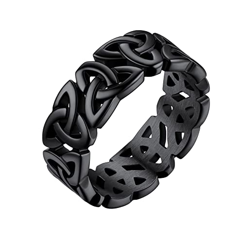 Bestyle Keltische Unendlichkeits-Knoten Bandring Edelstahlringe Damen Breit Vintage Ring Schwesternring Schwarz 57 von Bestyle