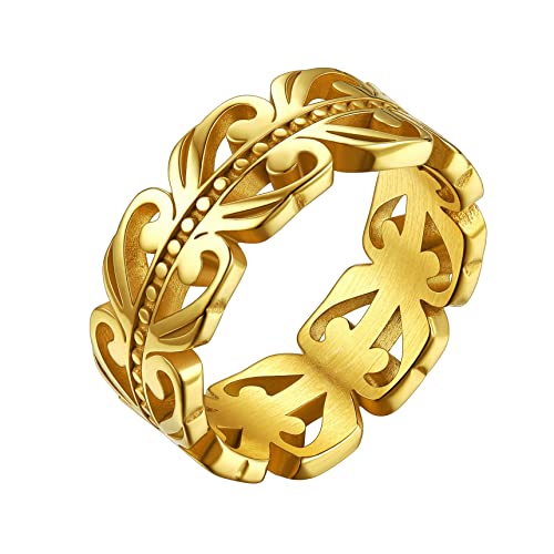 Bestyle Keltischer Knoten Triquetra Ring Mädchenring Einfach Ringe Schmuck aus Edelstahl für Frauen Damen Herren Jungen zum Geburtstag Valentinstag Weihnachten Gold 62 von Bestyle