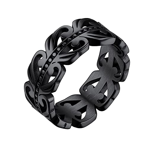 Bestyle Keltischer Knoten Triquetra Ring Mädchenring Einfach Ringe Schmuck aus Edelstahl für Frauen Damen Herren Jungen zum Geburtstag Valentinstag Weihnachten Schwarz 57 von Bestyle