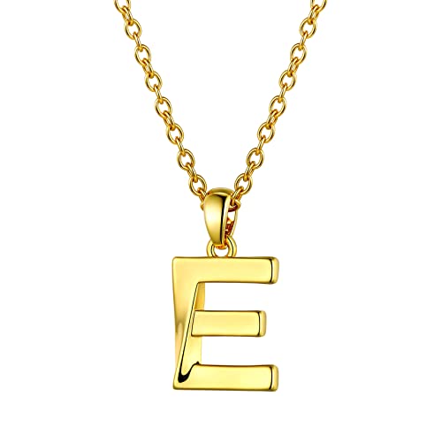 Bestyle Buchstaben Anhänger Gold Halskette Damen Schmuck aus Edelstahl Women Necklace Initialen Kette 45-50cm buchstabe e von Bestyle