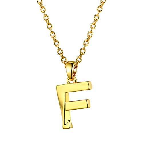 Bestyle Anhänger Kette Damen Edelstahl Buchstaben Halskette 18k vergoldet Necklace Women Goldkette Modeschmuck für Frauen Mädchen Kind buchstabe f von Bestyle