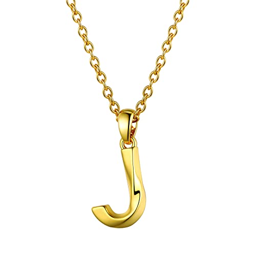 Bestyle Anhänger Kette Damen Edelstahl Buchstaben Halskette 18k vergoldet Necklace Women Goldkette Modeschmuck für Frauen Mädchen Kind buchstabe j von Bestyle