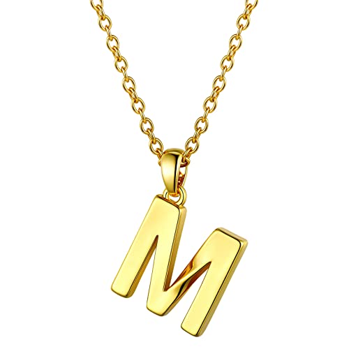 Bestyle Buchstaben Anhänger Gold Halskette Damen Schmuck aus Edelstahl Women Necklace Initialen Kette 45-50cm buchstabe m von Bestyle