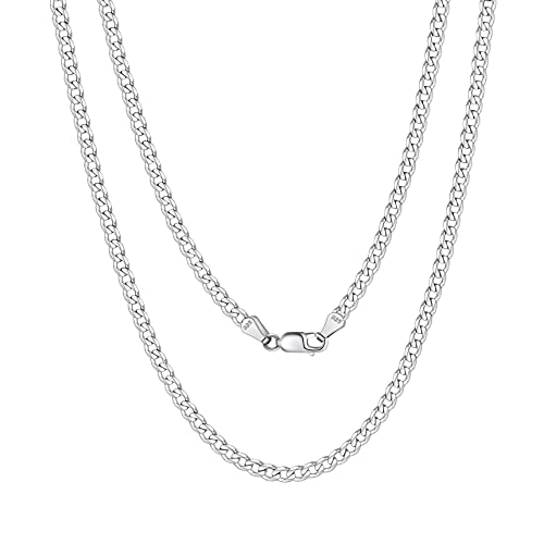 Bestyle Kette Damen Silber 925 Panzerkette Herren Cuban Link Chain Breite 3mm Kettenlänge 35cm Geschenke für Männer von Bestyle