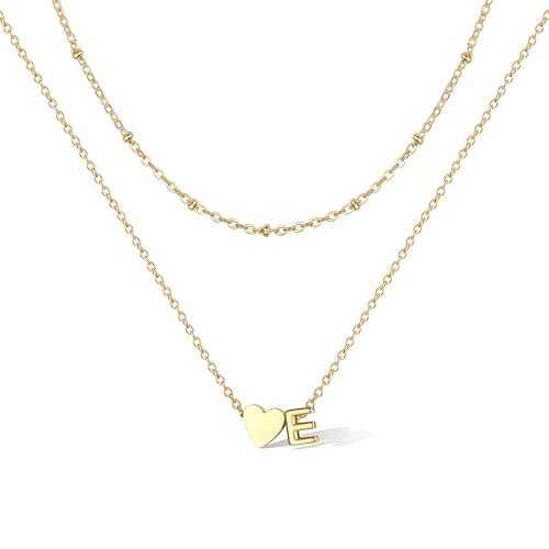 Bestyle Kette Damen mit Buchstaben E Vergoldet Herz 316L Edelstahl Doppelschichtige Halskette Kleine Perlen 35cm+Verstellbare 40+5cm Bestyle Kette Damen mit Buchstaben E Vergoldet Herz 316L Edelstahl Doppelschichtige Halskette Kleine Perlen 35cm+Verstellbare 40+5cm von Bestyle