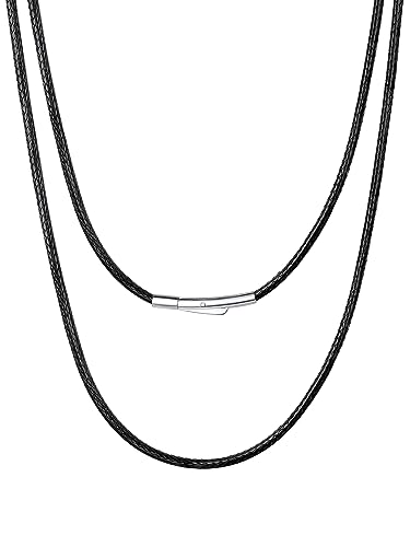 Bestyle Kette Herren 2mm geflochtene Lederkette Damen Kautschuk Halsband mit Verschluss 51cm Colliers in Bijouterie unisex Geburtsgeschenk für Freude Jungen Liebe von Bestyle