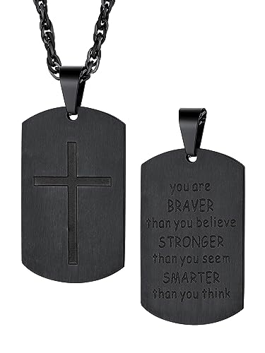 Bestyle Kette Kreuz Herren Retro Kruzifix Englisch Bibel Gebet Erkennungsmarken Dog Tag Anhänger mit 60cm Kette Edelstahl Police Armee Schmuck Schwarz Bestyle Kette Kreuz Herren Retro Kruzifix Englisch Bibel Gebet Erkennungsmarken Dog Tag Anhänger mit 60cm Kette Edelstahl Police Armee Schmuck Schwarz von Bestyle