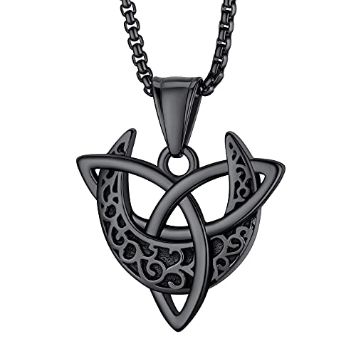 Bestyle Ketten für Damen Herren Wicca Dreifach Mond Kette Halbmond Anhänger Irisch Wikinger Schmuck | Schwarz von Bestyle