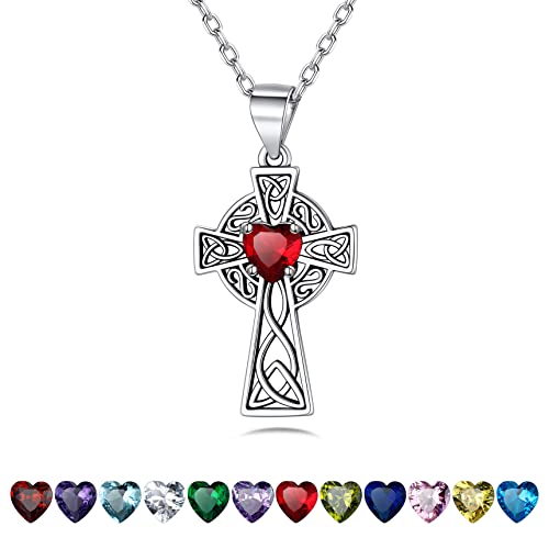 Bestyle Ketten für Frauen Rubin Kette Silber 925 Keltisches Kreuz Anhänger mit Geburtsstein Juli Kristall-Anhänger Kettenlänge 50cm Geschenke für Frauen Mädchen Bestyle Ketten für Frauen Rubin Kette Silber 925 Keltisches Kreuz Anhänger mit Geburtsstein Juli Kristall-Anhänger Kettenlänge 50cm Geschenke für Frauen Mädchen von Bestyle