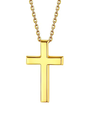 Bestyle Kreuz Kette Gold Herren Kreuzanhänger aus 925 Sterling Silber Christentum Schmuck 40+5cm Länge Orthodoxes Kreuz Coole Geschenke von Bestyle