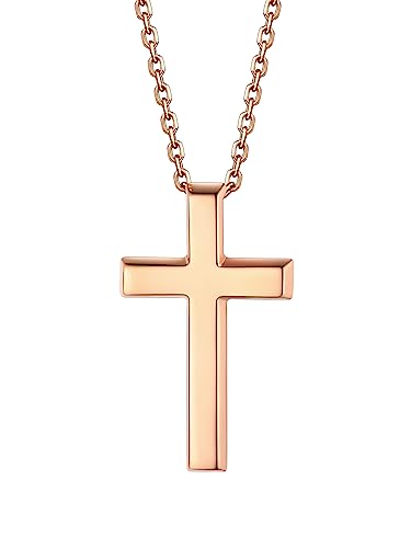 Bestyle Kreuzkette Silberkette Herren 925 Silber Panzerkette mit Kreuz Anhänger Rosegold Cross Necklace Katholizismus Schmuck 40+5cm Länge von Bestyle