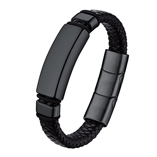 Bestyle Herrenarmband Leder Schwarz geflochten Echtleder Armbänder mit Magnetverschluss Männerschmuck verstellbare Lederarmband Armkette Armschmuck Accessoire, Schwarz Bestyle Herrenarmband Leder Schwarz geflochten Echtleder Armbänder mit Magnetverschluss Männerschmuck verstellbare Lederarmband Armkette Armschmuck Accessoire, Schwarz von Bestyle