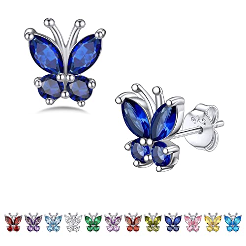 Bestyle Mädchen Schmetterling Ohrstecker Silber 925 Ohrringe Damen Chirurgenstahl Ohrpiercing Butterfly Earrings Kristall Ohrschmuck Geschenk für Mutter Ehefrau von Bestyle